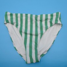 Victorias Secret Large Green White Stripe High Waist Full Coverage Bikini Bottom