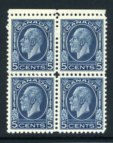 CANADA Scott 199 - NH - BLK de 4 - 5 ¢ médaillon bleu foncé roi George V (050) - Photo 1/2