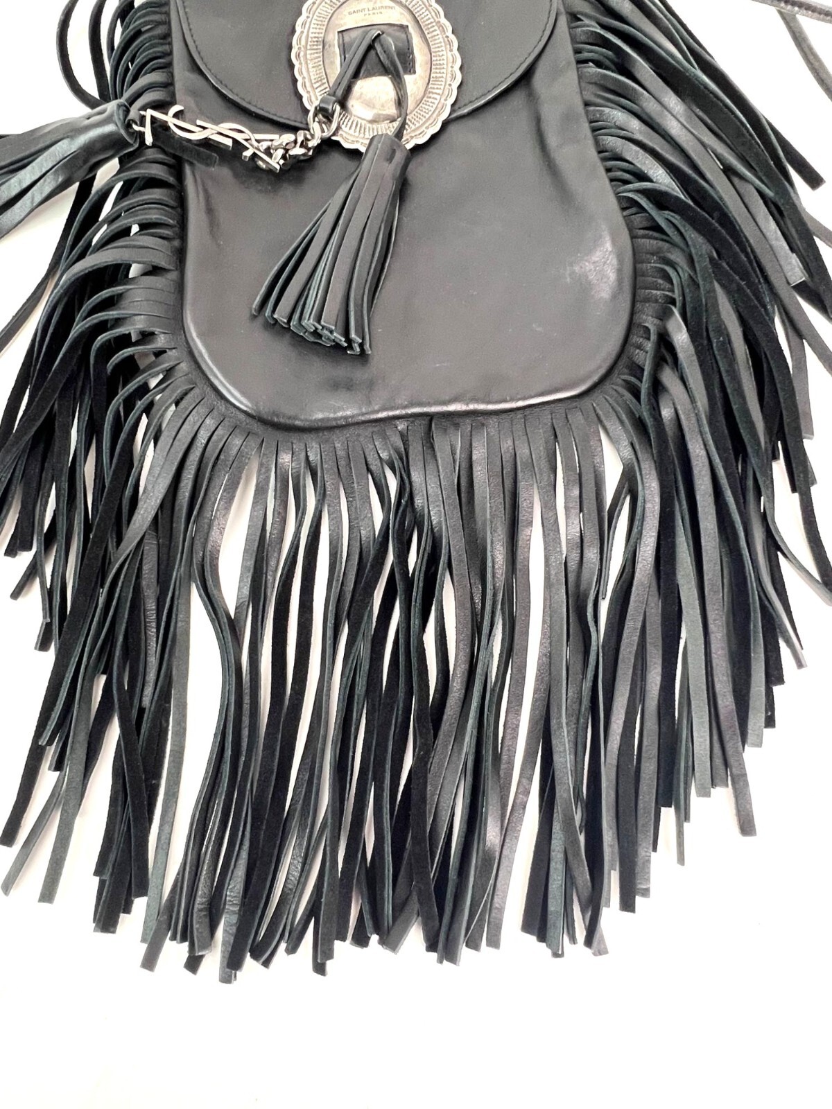 Borsa a tracolla Saint Laurent pelle di agnello Anita nappa nera EBAY LIVE