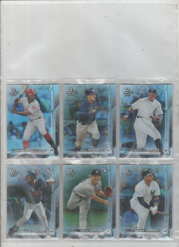 2019 BOWMAN PLATINUM BASEBALL SKY BLUE INSERT (28)-CARD LOT W/D.HUDSON, C.ADAMS - Picture 3 of 3