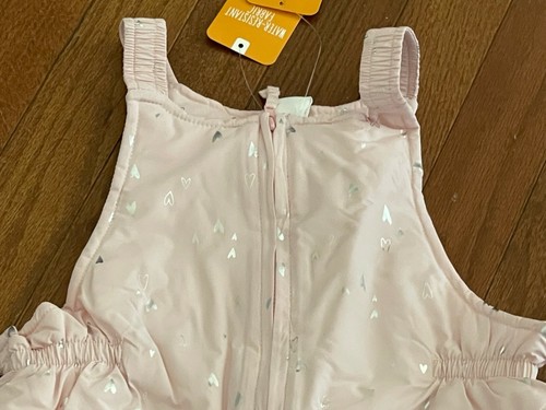 Gymboree Girls Light Pink Silver Heart Print Snow Bib Size 4 4T New - Picture 6 of 12