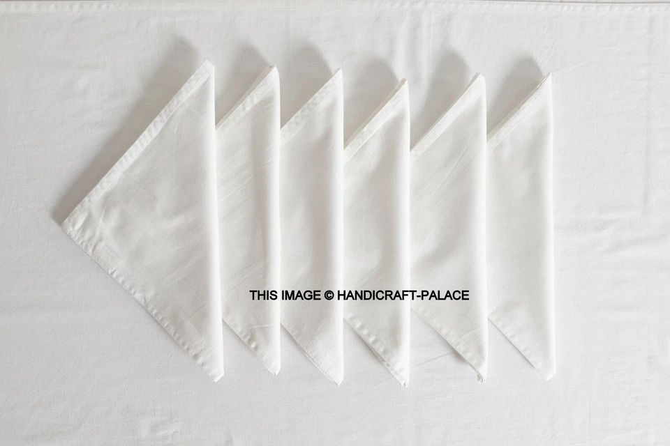 100% Cotton Plain Fabric Tablecloth Square Rectangular White Dining Table Cover - Image 2 of 4