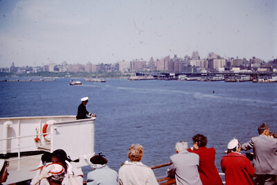 1950s New York City From Ship Red Border Kodachrome  Slide BB-B