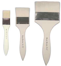 SET OF 3 ARTIST ONE STROKE WHITE SABLE WASH PAINT BRUSHES 1.5" 2.5" & 4" MB