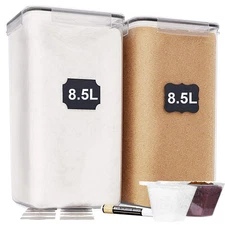 Set of 2 Extra Large Food Storage Containers with Airtight Lids, 8.5L / 287 Oz