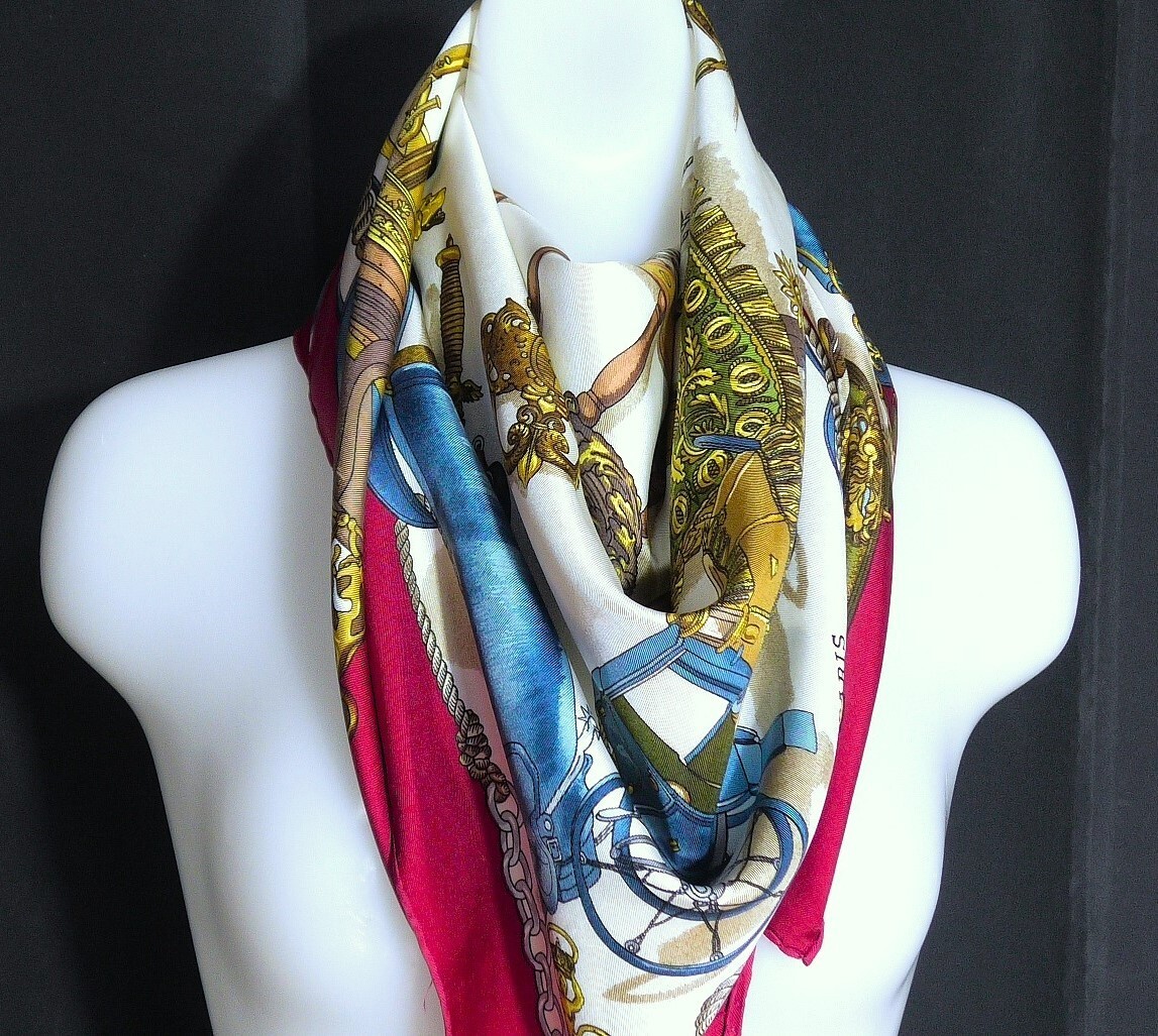 HERMES Large Scarf Carre 90 silk cleaned D294