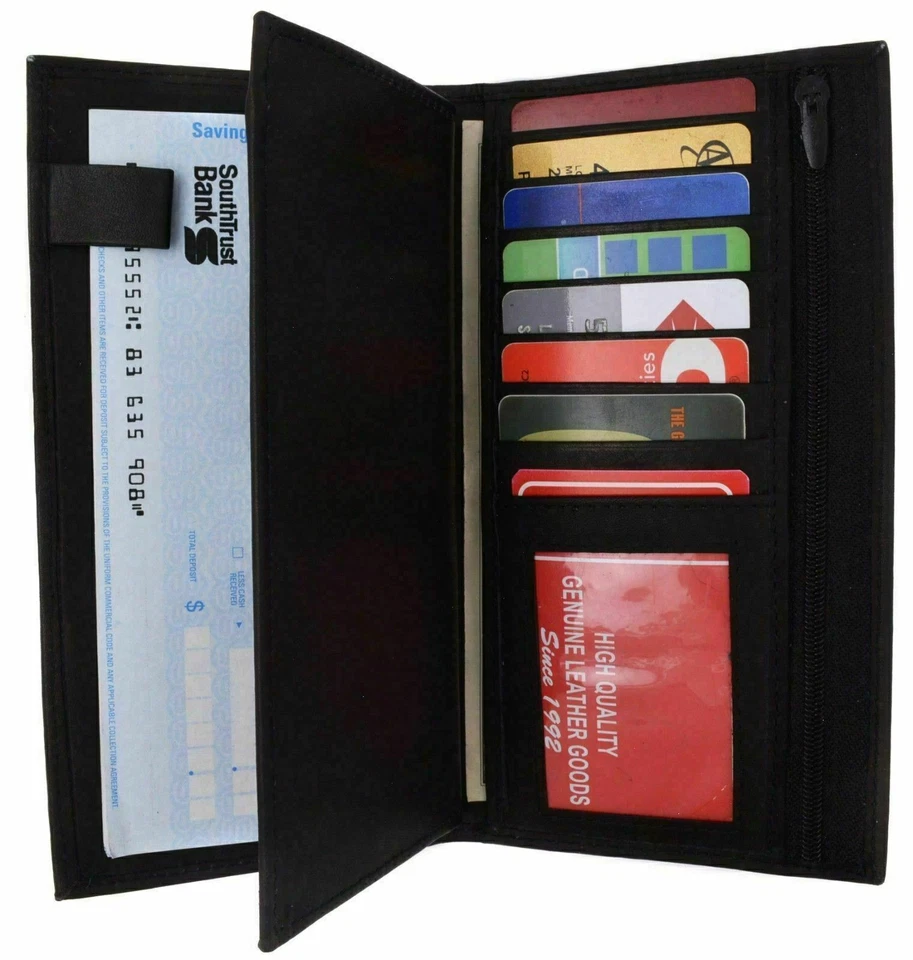 Cartera organizadora de cuero genuino con soporte para tarjeta de crédito unisex Foto 4 de 4