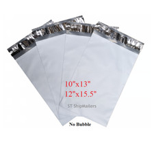 200 Combo 100 10X13 & 100 12X15.5 White Poly Mailer Self Sealing Shipping Bags 