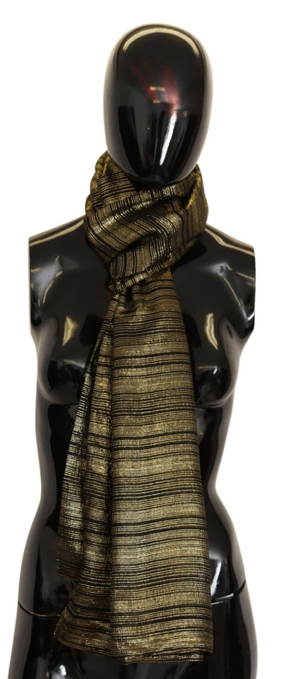 DOLCE & GABBANA Scarf Metallic Gold Silk Stretch Shawl Wrap 200cm x 70cm $500 - Image 3 of 4