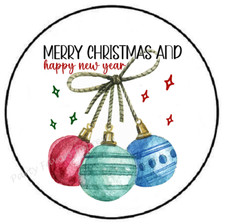 MERRY CHRISTMAS AND HAPPY NEW YEAR ENVELOPE SEALS LABELS STICKERS PARTY FAVORS