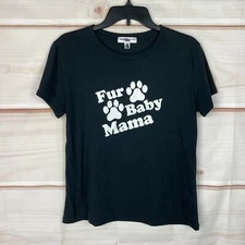 Sub_Urban Riot Top Womens M Black T-Shirt Fur Baby Mama Graphic Crew Neck Knit