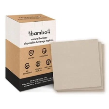 Ibambo 250 Pack Bamboo Cocktail Napkins - 2-Ply Ecofriendly Beverage Napkins ...