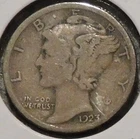 Silver Dime - Mercury - 1923 (Dark.  Scratch by date.) [109]