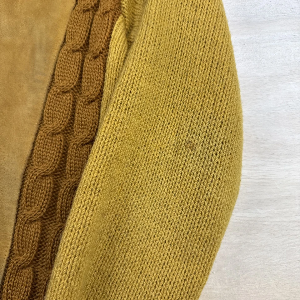 Cárdigan De Colección Años 60 Goldenrod 2 Capas Lana Tejido con Cable Gamuza Frontal Talla M WPL 7122 Foto 3 de 4