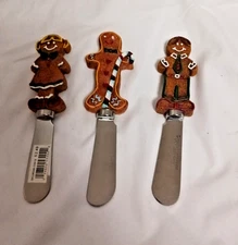 ❤️ Christmas Gingerbread Spreaders Stainless Steel set 3 Boston Warehouse