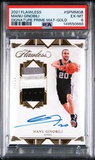 2021 PANINI FLAWLESS SIGNATURE PRIME MATERIALS MANU GINOBILI 6/10 PSA 6 AUTO
