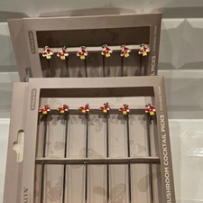 2 BKLYN Steel Co Cocktail Picks Set of 6 Mushrooms Martinis Appetizers Stainless