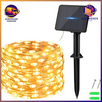 Solar Lichterkette 50 LED 5M Warmweiß Wetterfest Kupferdraht FüR Garten