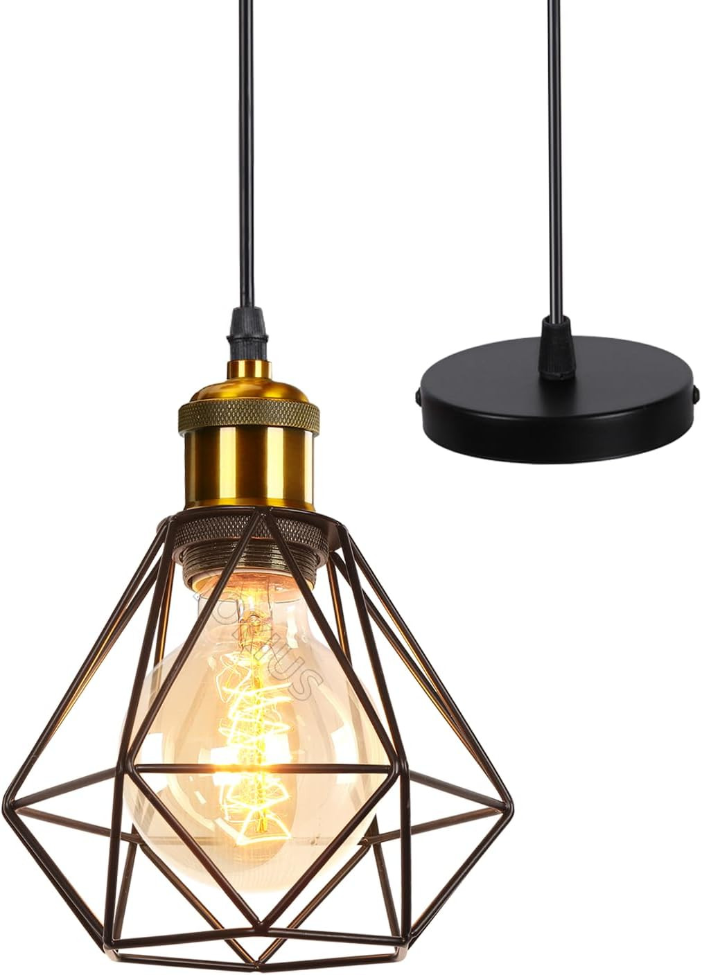 Lustre suspension industrielle vintage E27 en métal noir pour salon