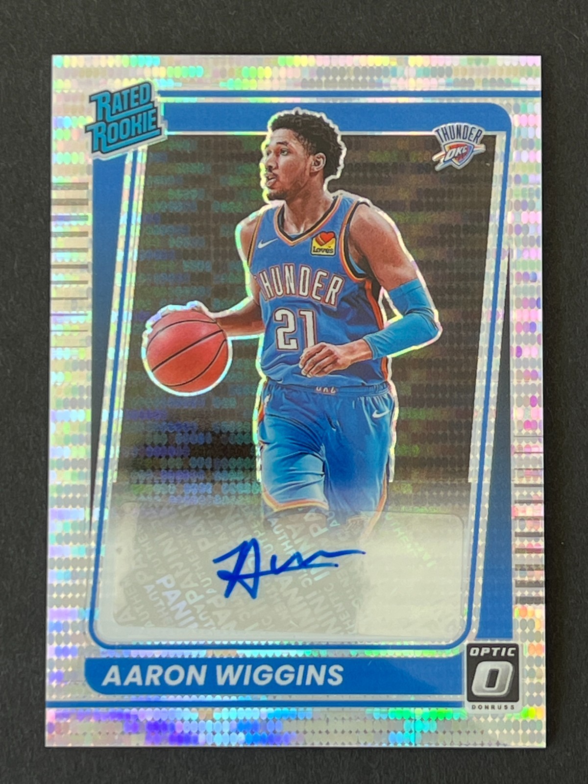 Aaron Wiggins 2021-22 DONRUSS OPTIC RATED ROOKIE PULSAR RC AUTO #ed 9/19