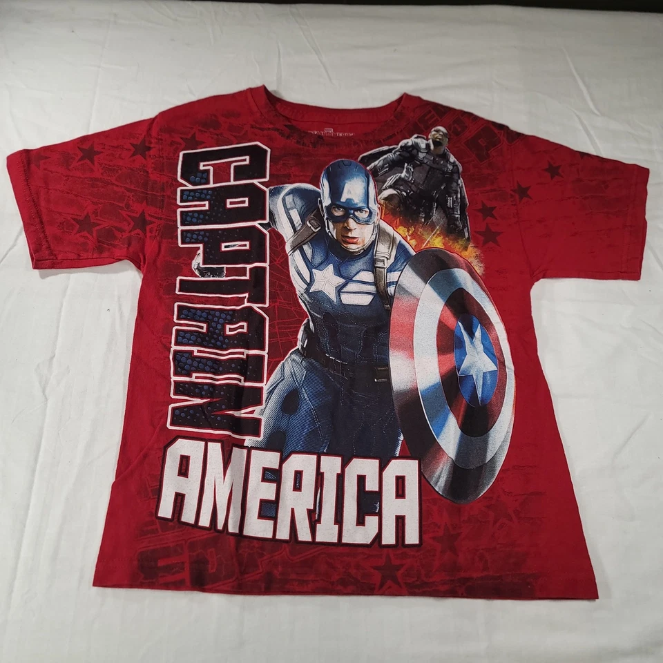 Marvel Captain America Crew Neck Short Sleeve T-Shirt Youth Boys Size 8 Red - Image 2 of 4