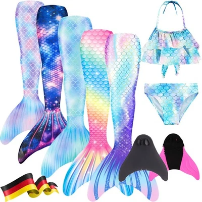Flosse Meerjungfrauen Kind Bikini Mermaid Meerjungfrau Monoflosse Kinder Schwanz - Bild 1 von 4