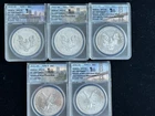 2021 Silver Eagle ANACS MS70 Emergency Production Type I & II 5-Coin Set **RARE*
