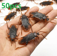 50pcs Silicone Fake Cockroach Prank Toys Halloween Decoration Joke Props - NEW