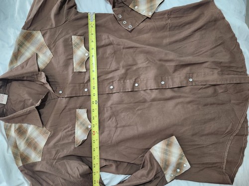 Camisa Western De Colección Ely Plains Para Hombres 16.5X35 Marrón A Cuadros Perla Snap Vaquero Años 80 - Imagen 2 de 9