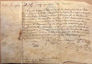 PARCHEMIN 1790 avec mention LOUIS ROI DES FRANCAIS et LOI CONSTITUTIONNELLE