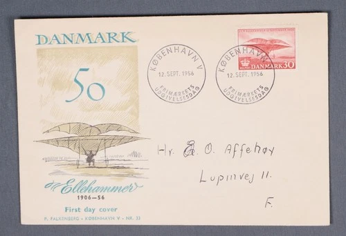 MayfairStamps Denmark FDC 1956 J C H Ellehammer Aviation Anniversary First Day C