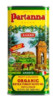 Partanna ORGANIC Smooth Fruity Unfiltered Extra Virgin Olive Oil Tin 16.9 Oz