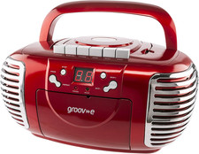 Groov-E Retro Boombox CD Player with Cassette, FM Radio Tuner, 3.5Mm AUX in Sock