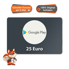 Google Play 25€ Euro Digitaler Guthaben Code Card Geschenk Gutscheincode E-Mail