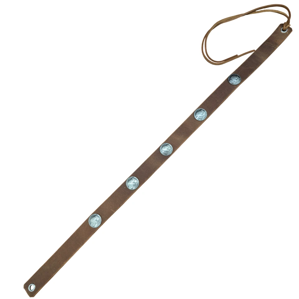 Correa para sombrero de cuero genuino marrón Buffalo Nickels cuerda de cuero genuino navajo Foto 3 de 4