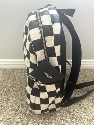 Saint Laurent Black And White Checkered Backpack | eBay
