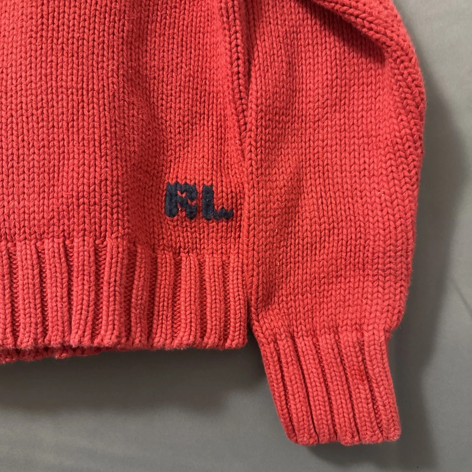 Ralph Lauren Polo Kids Sweater Red With American Flag Size 5 100% Cotton - Image 4 of 4