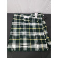 Celtic Pro Green Tartan Plaid Kilt Mens Size 42 Acrylic Lined Pleated New