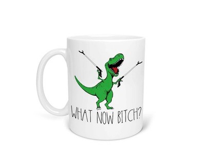 T-Rex What Now Mug Funny Dinosaur Coffee Cup Gift for Friends Him Her