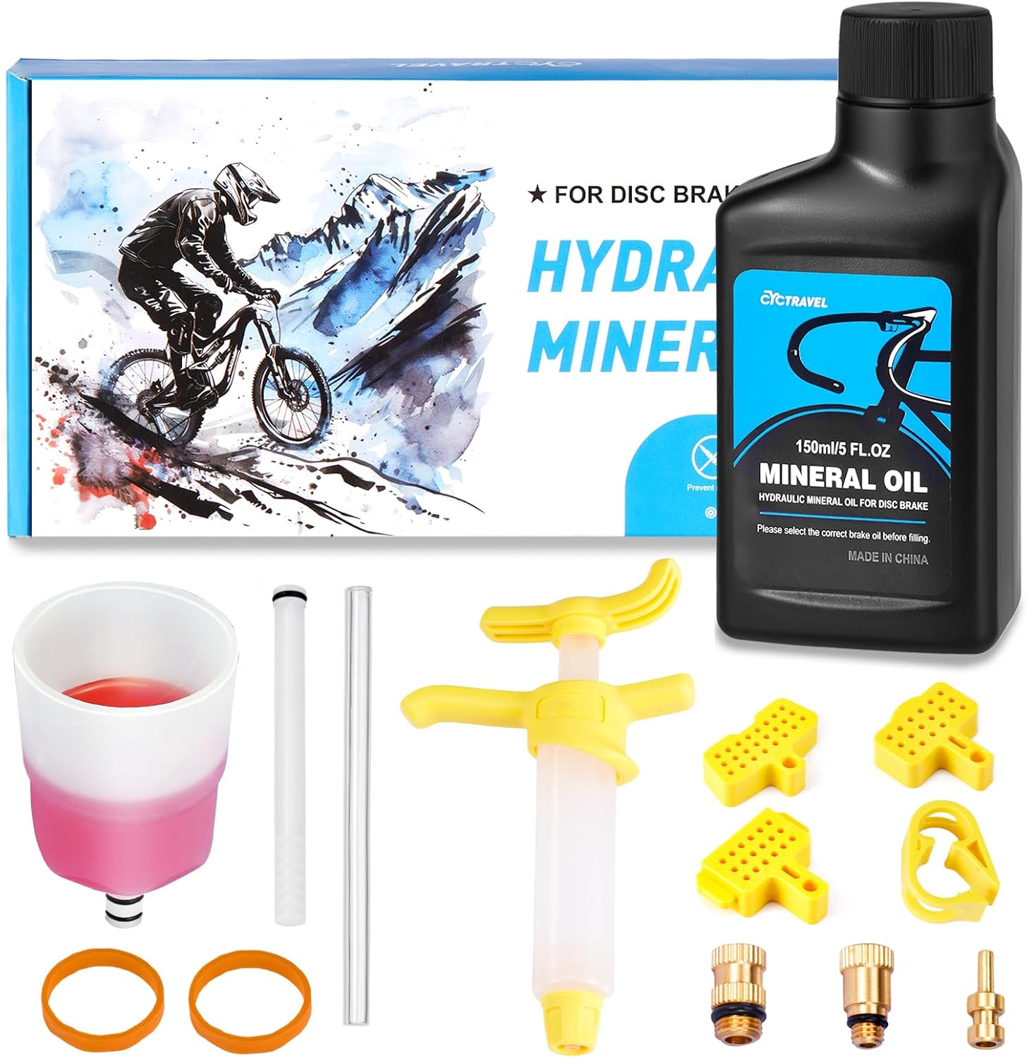 Brake Bleed Kit for Shimano Hydraulic Brakes. Bicycle Hydraulic Brake Bleed Kit