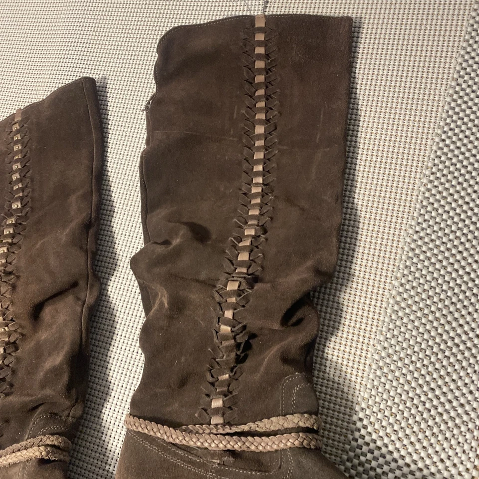 Bakers 麂皮靴及膝高楔形女式 8.5 波西米亚西侧编织皮革 — 第 4/4 张图片