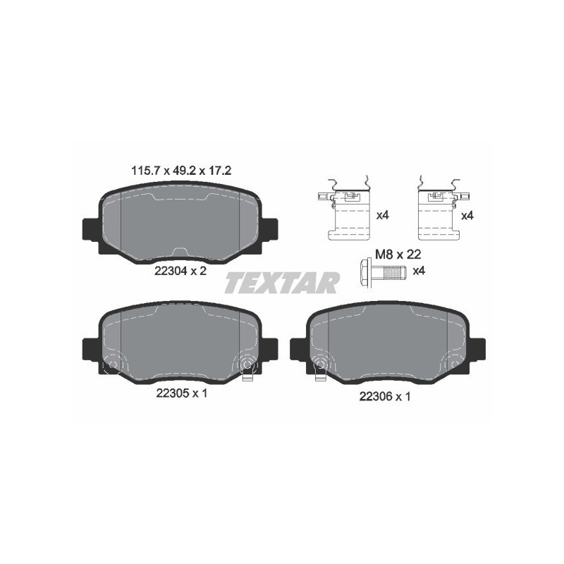 TEXTAR 2230401 Brake Pads Set Rear for Renegade 500X Compass Commander