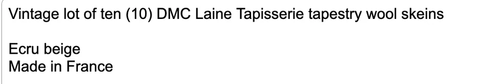 DMC Ecru Embroidery Wool 10 Skeins Laine Tapisserie France Made New - Image 3 of 3