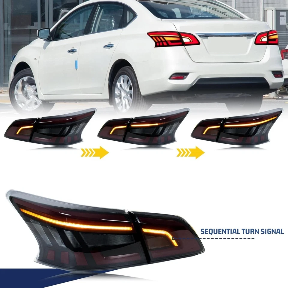 Par de luces traseras LED de señal secuencial para Nissan Sentra B17 2013-2019 Foto 4 de 4