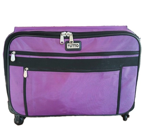 22" TUTTO Collapsible SEWING MACHINE Case On Wheels Large Purple TRAVEL Trolley