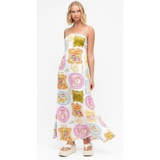 Paper Heart x Anthropologie Citron Amalfi Soleil Coastal Midi Dress XS