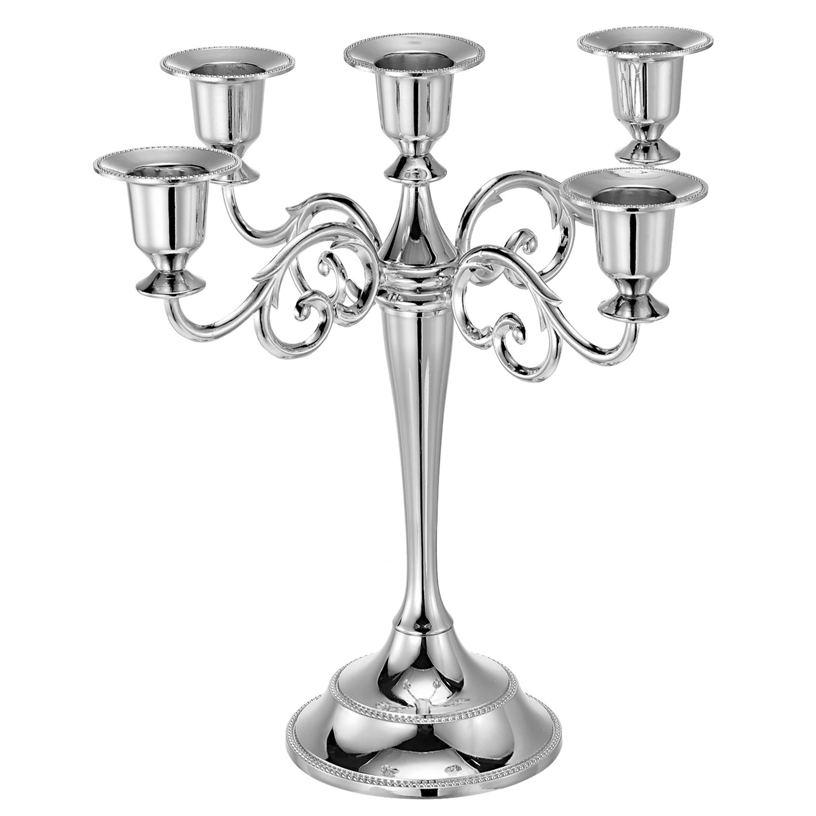 S 5 Arm Metal Candlestick Stand For Taper Candles 10.5"