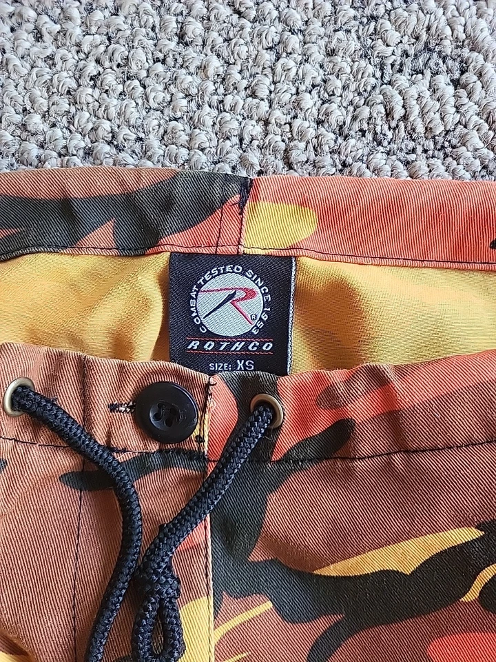 Rothco Camo Cargo Pants Sz XS Paratrooper Drawstring Waist Orange Y2k Raver 90s - Image 4 of 4