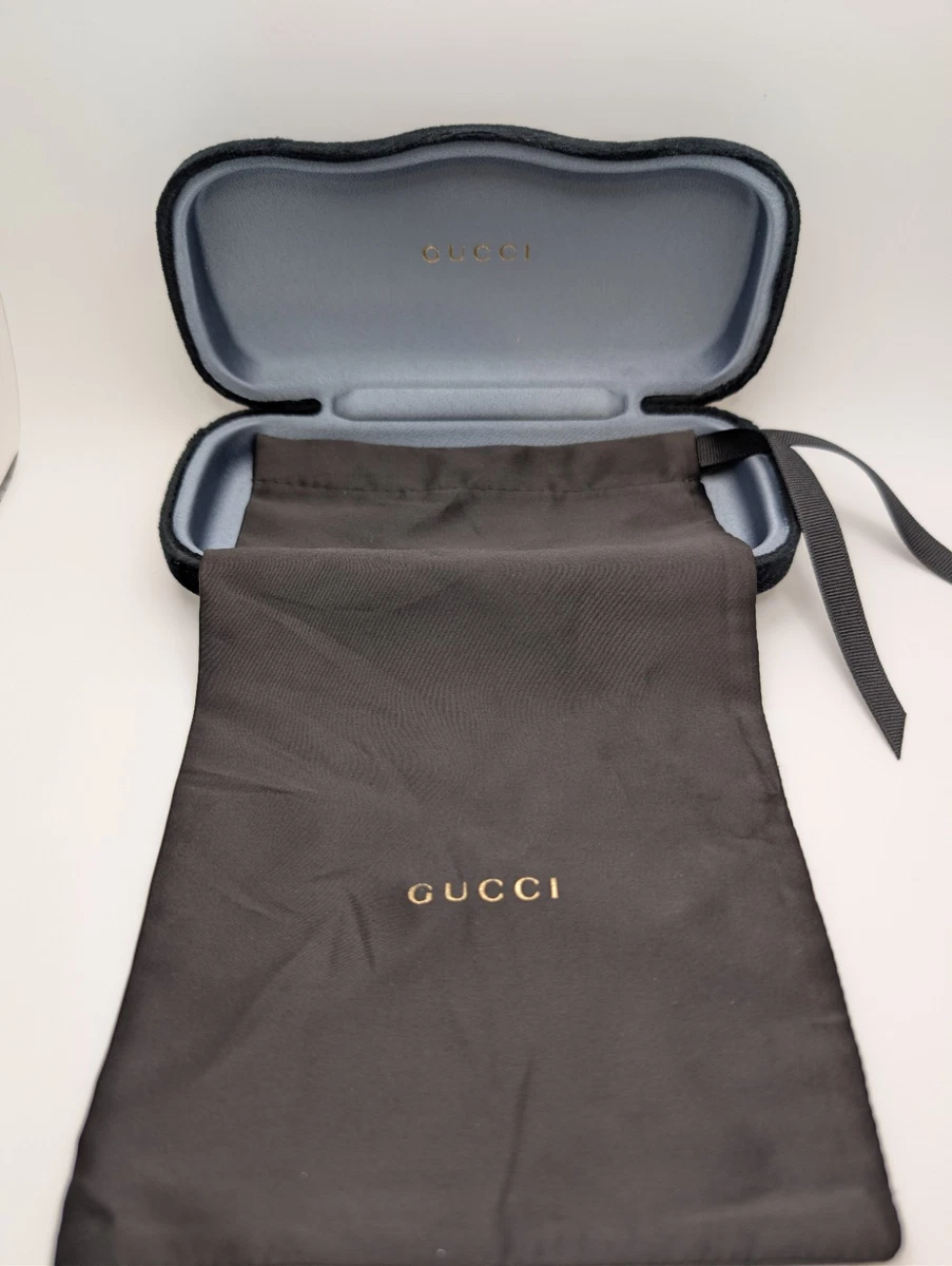 ? Gucci Black Exterior Eyewear Case with Gray Interior and White Pouch s-l400.jpg main image 3
