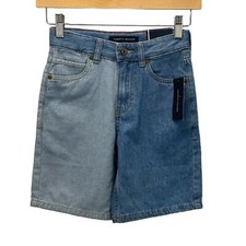 Tommy Hilfiger Boys Two Tone Loose Fit 100 Cotton Denim Shorts - Blue - 14
